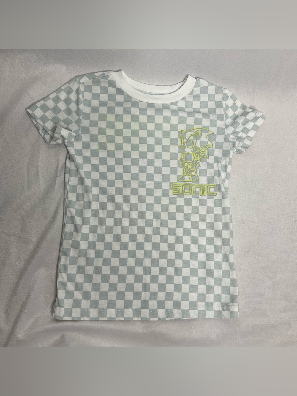 XS Sonic The Hedgehog Checkered Short Sleeve Shirt